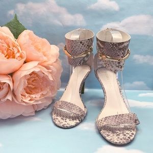 Obsession Rules Snake Print Leather Heel Sandals